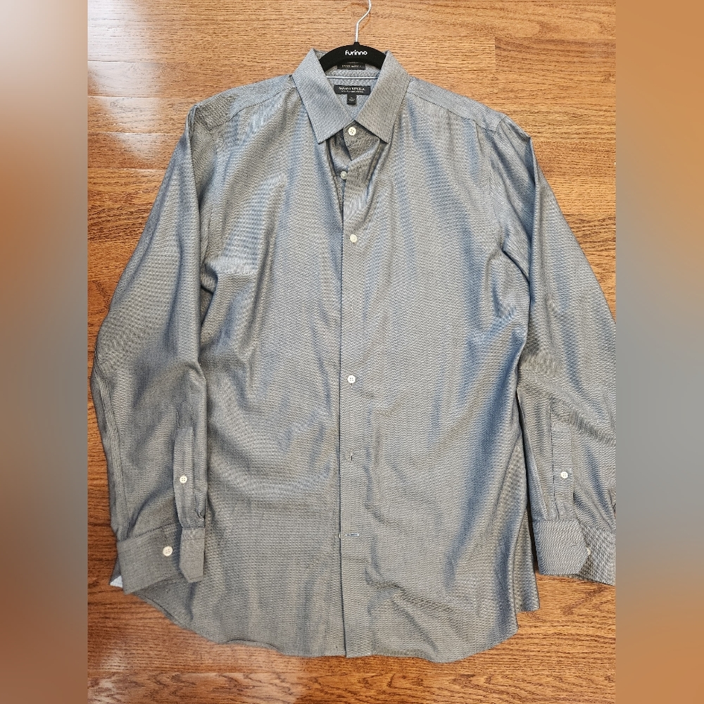 Like New, men's Banana Republic, button down shirt, non- iron, grey, L